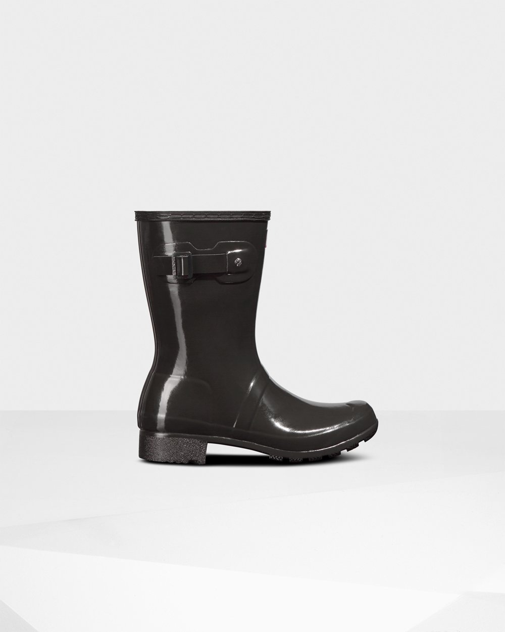 Galochas Curtas Hunter Feminina Cinzentas Escuro - Original Tour Foldable Gloss - 75CYQAHZT